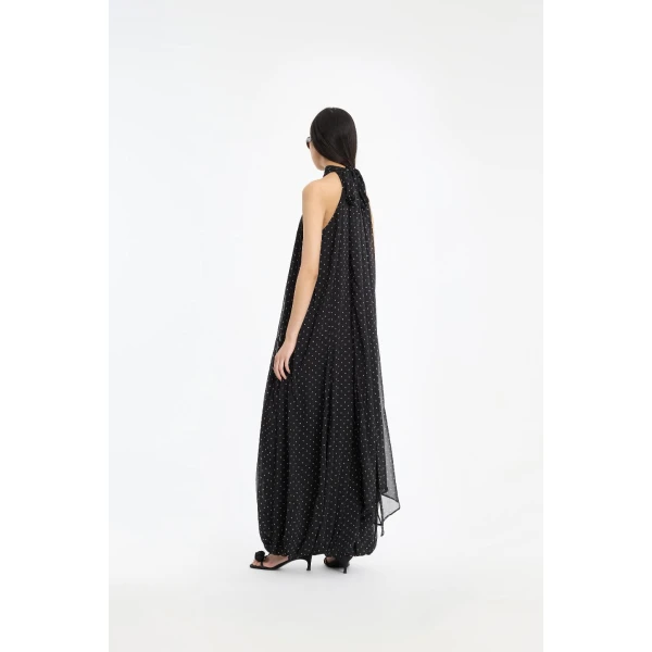 Rotate Birger Christensen Chiffon Balloon Jumpsuit Black, view 4