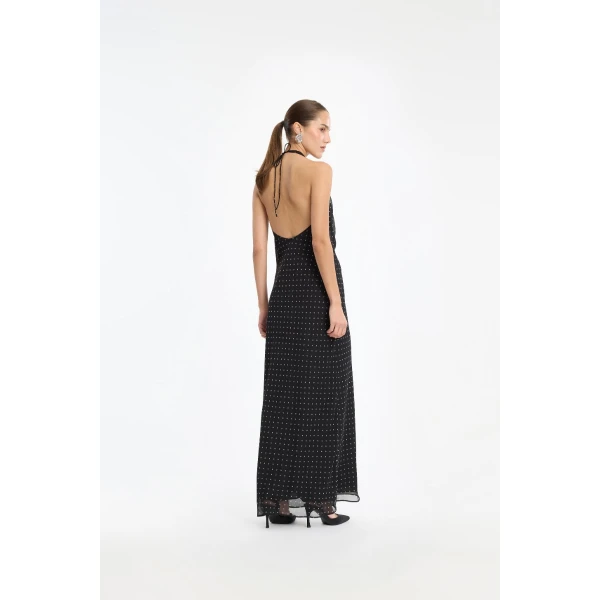 Rotate Birger Christensen Chiffon Halterneck Black Top, view 3