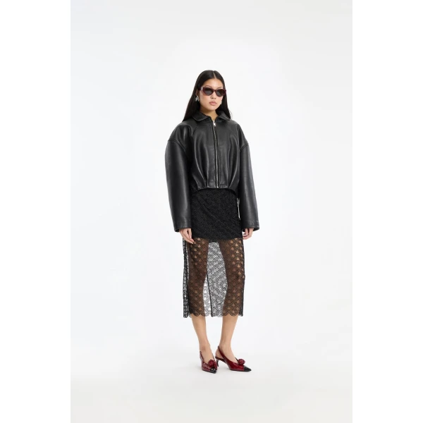 Rotate Birger Christensen Collared Boxy Jacket Black, view 2