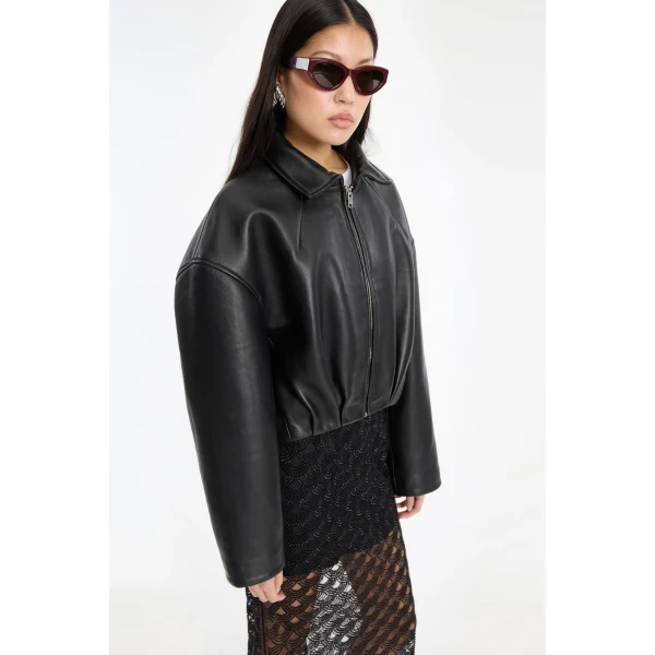 Rotate Birger Christensen Collared Boxy Jacket Black, view 3