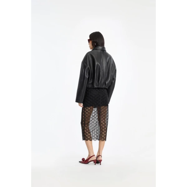 Rotate Birger Christensen Collared Boxy Jacket Black, view 4