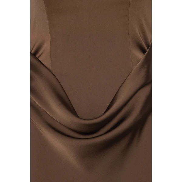 Rotate Birger Christensen Corsage Long Dress Dark Brown, view 6