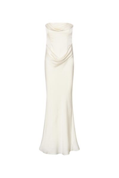 Corsage Long Dress White