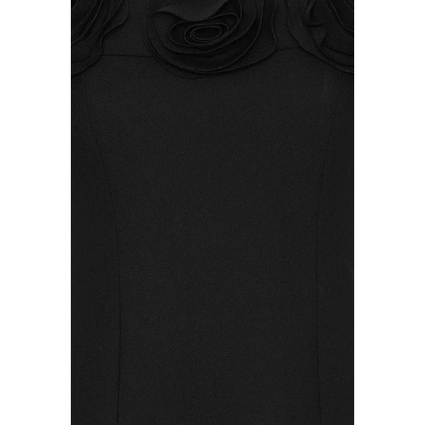 Rotate Birger Christensen Crepe Flower Maxi Dress Black, view 6