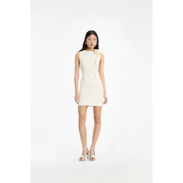 Rotate Birger Christensen Crepe Mini Flower Dress White, view 2