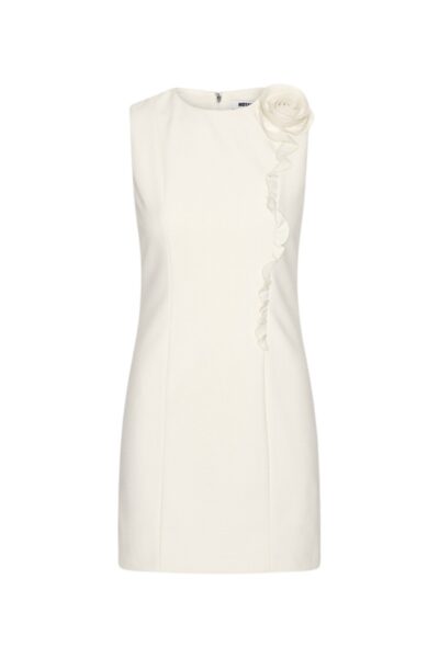 Crepe Mini Flower Dress White