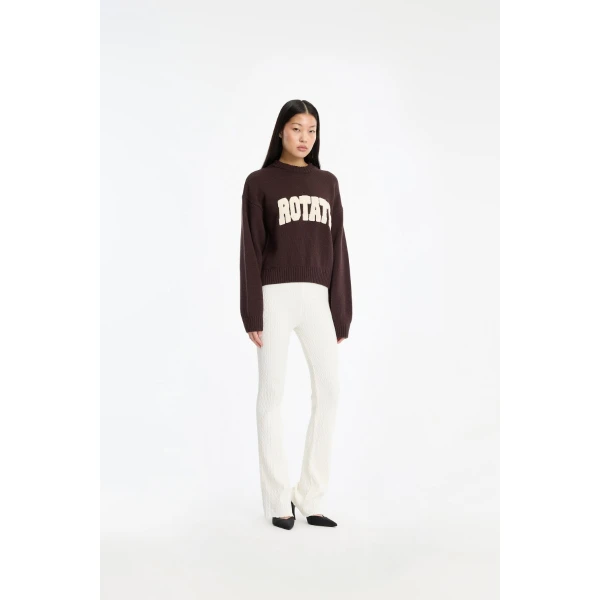 Rotate Birger Christensen Crewneck Sweater Dark Brown, view 2