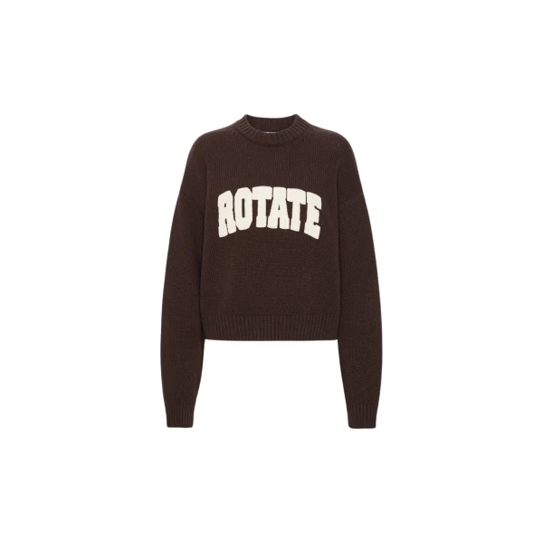 Rotate Birger Christensen Crewneck Sweater Dark Brown
