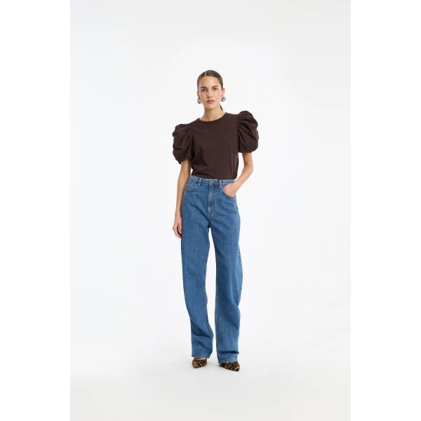 Rotate Birger Christensen Draped Barrel Leg Jeans Blue, view 2