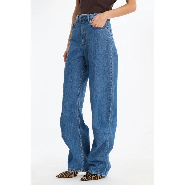 Rotate Birger Christensen Draped Barrel Leg Jeans Blue, view 3