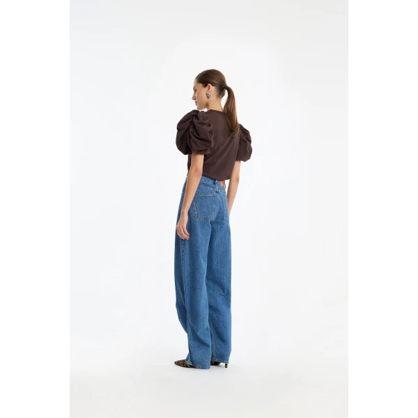 Rotate Birger Christensen Draped Barrel Leg Jeans Blue, view 4