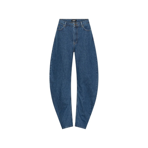 Draped Barrel Leg Jeans Blue