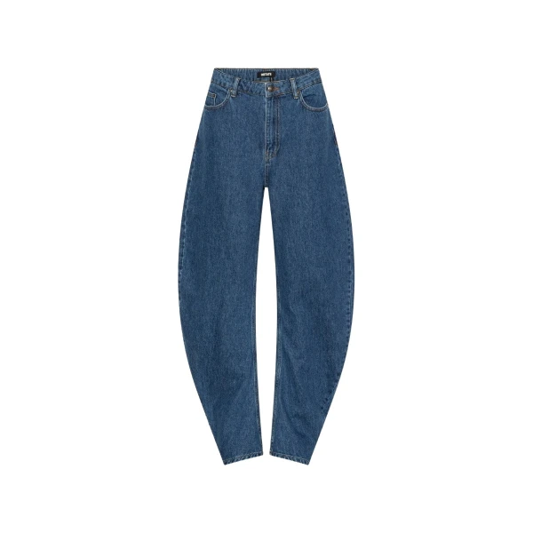Rotate Birger Christensen Draped Barrel Leg Jeans Blue