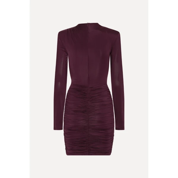 Rotate Birger Christensen Drapey Mini Dress Bordeaux, view 5