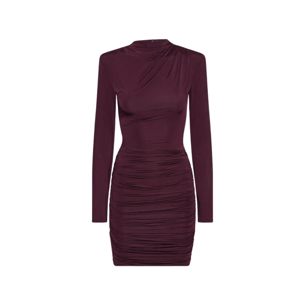 Rotate Birger Christensen Drapey Mini Dress Bordeaux