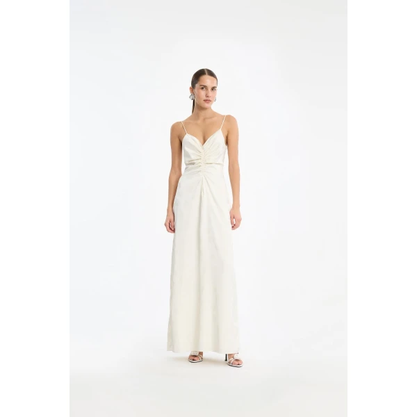 Rotate Birger Christensen Drapy Slip Dress White, view 2