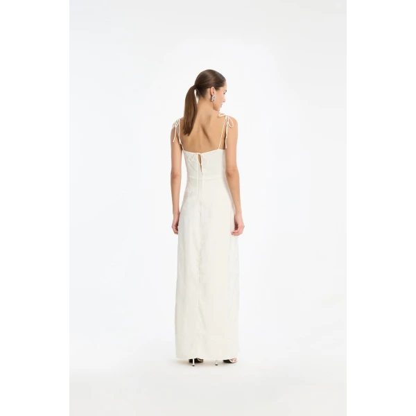 Rotate Birger Christensen Drapy Slip Dress White, view 3