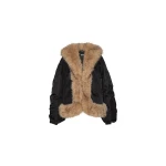 Rotate Birger Christensen Faux Fur Collar Bomber Black Top