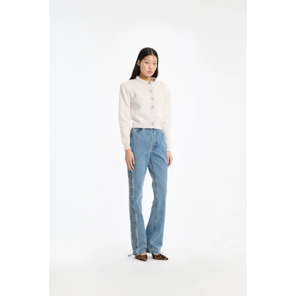 Rotate Birger Christensen Firm Knit Cardigan Creme, view 2