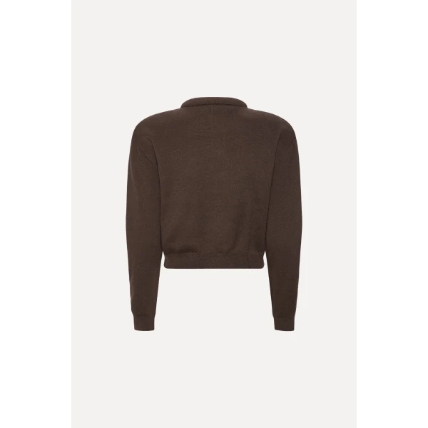 Rotate Birger Christensen Firm Knit Cardigan Dark Brown, view 2
