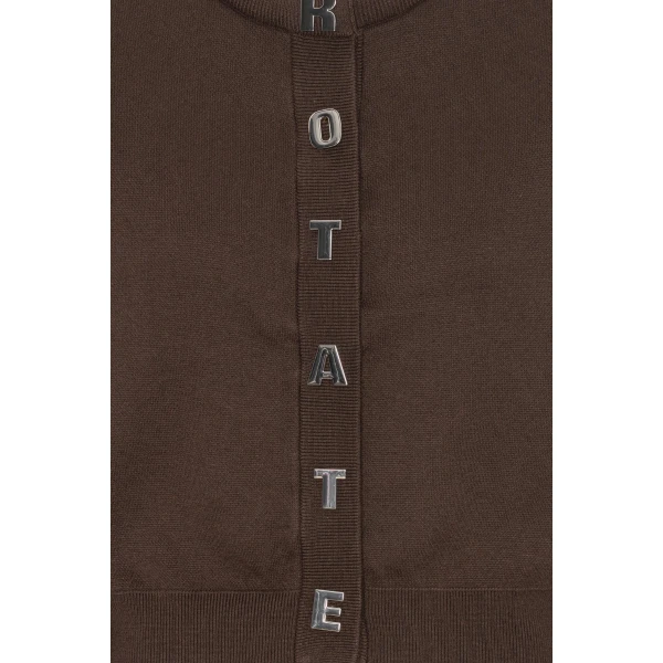 Rotate Birger Christensen Firm Knit Cardigan Dark Brown, view 3