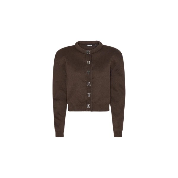Rotate Birger Christensen Firm Knit Cardigan Dark Brown