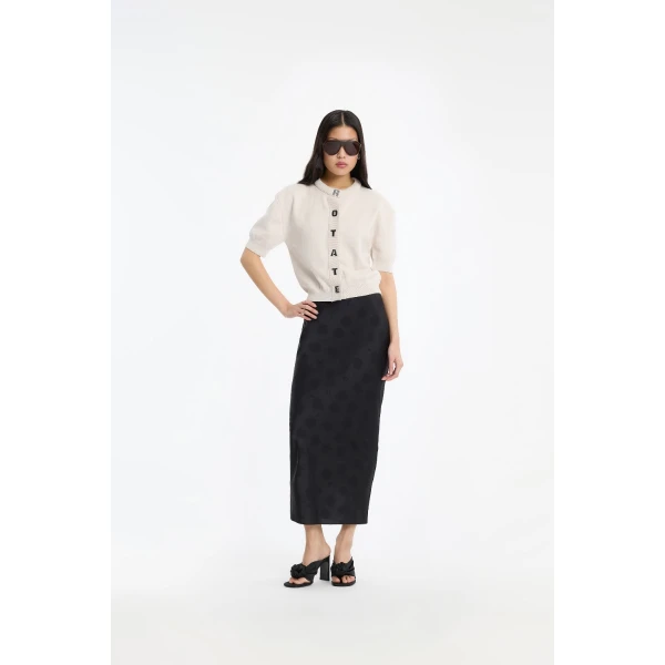 Rotate Birger Christensen Firm Knit Ss Cardigan Creme, view 2
