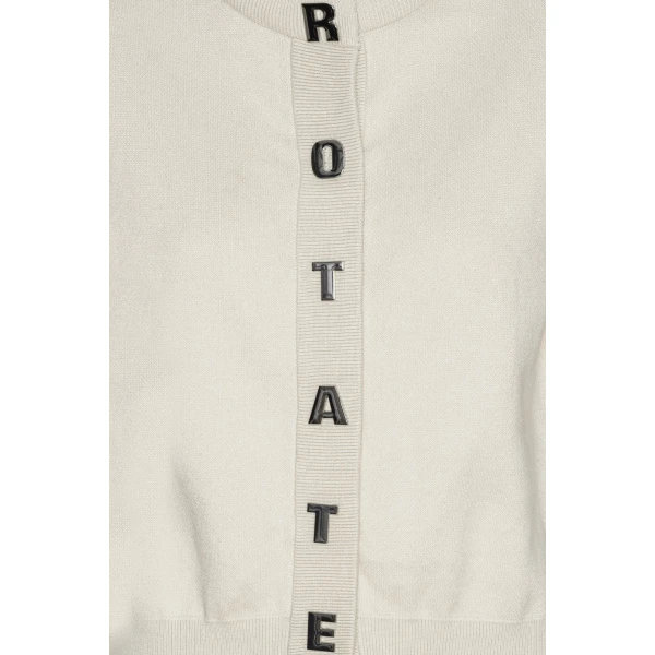 Rotate Birger Christensen Firm Knit Ss Cardigan Creme, view 6