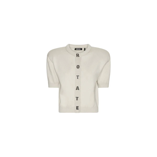 Rotate Birger Christensen Firm Knit Ss Cardigan Creme
