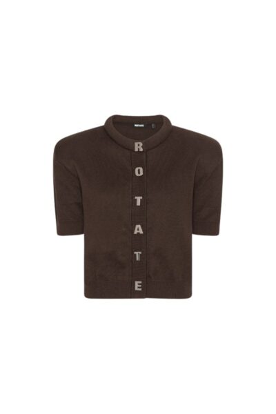 Firm Knit Ss Cardigan Dark Brown