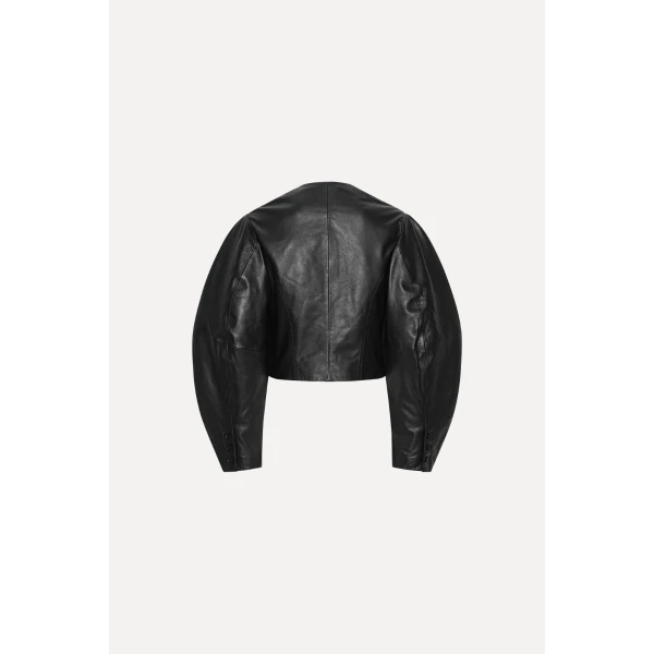 Rotate Birger Christensen Fitted Leather Jacket Black, view 5