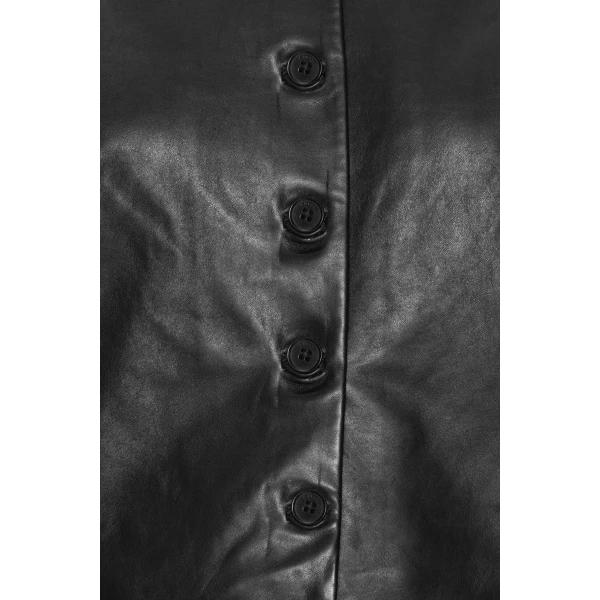 Rotate Birger Christensen Fitted Leather Jacket Black, view 6