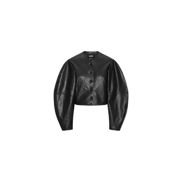 Rotate Birger Christensen Fitted Leather Jacket Black