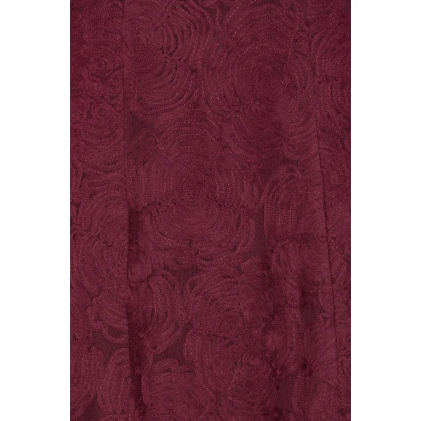 Rotate Birger Christensen Flower Mesh Flared Dress Bordeaux, view 6