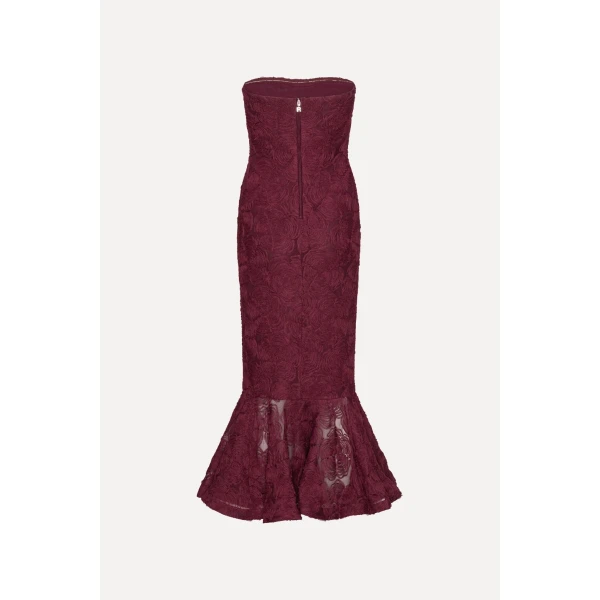 Rotate Birger Christensen Flower Mesh Flounce Dress Bordeaux, view 5