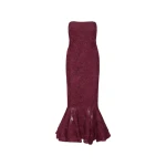 Rotate Birger Christensen Flower Mesh Flounce Dress Bordeaux