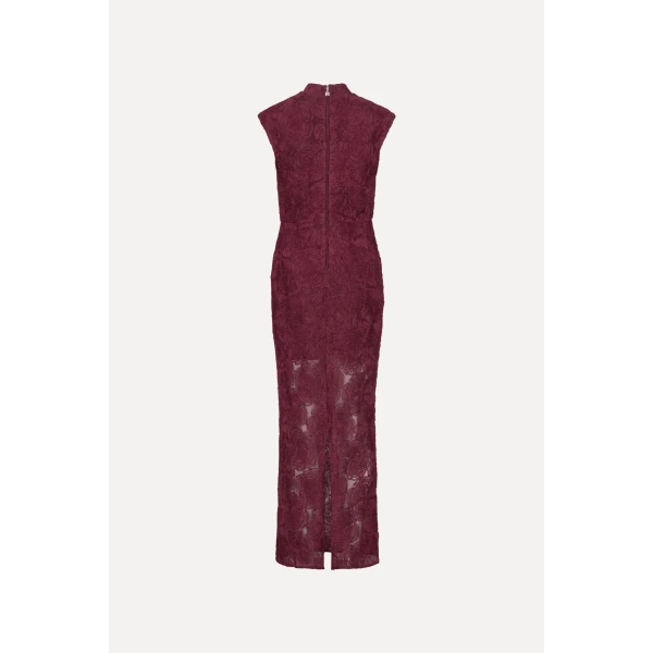 Rotate Birger Christensen Flower Mesh Maxi Dress Bordeaux, view 5