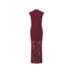 Rotate Birger Christensen Flower Mesh Maxi Dress Bordeaux