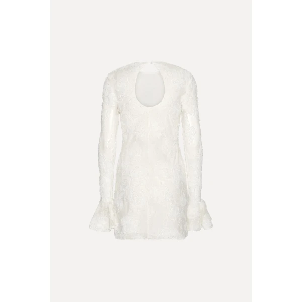 Rotate Birger Christensen Flower Mesh Mini Dress Egret White, view 5