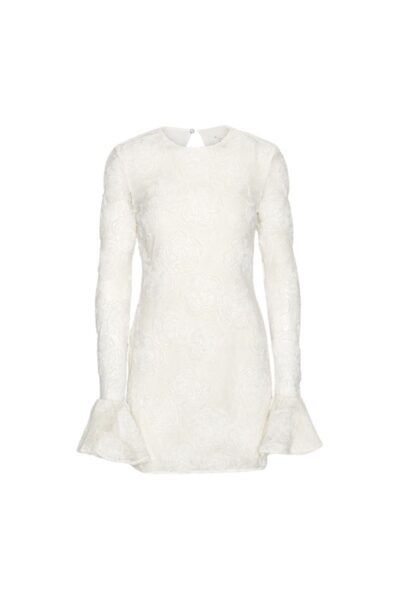 Flower Mesh Mini Dress Egret White