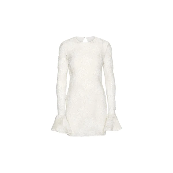 Rotate Birger Christensen Flower Mesh Mini Dress Egret White