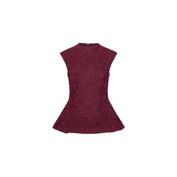 Rotate Birger Christensen Flower Mesh Top Bordeaux