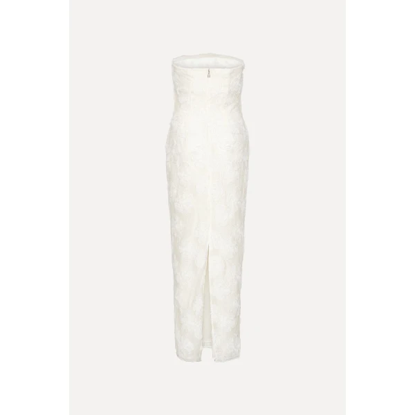 Rotate Birger Christensen Flower Mesh Tube Dress Egret White, view 5