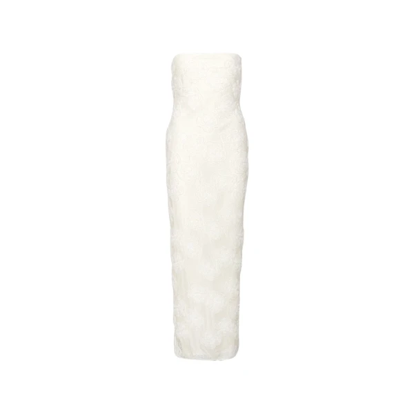 Rotate Birger Christensen Flower Mesh Tube Dress Egret White