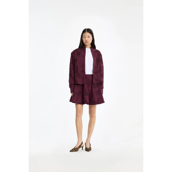 Rotate Birger Christensen Flower Mini Skirt Bordeaux, view 2