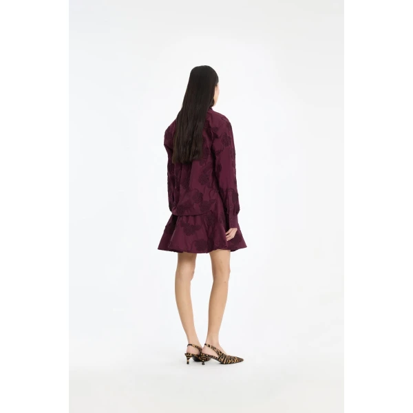 Rotate Birger Christensen Flower Mini Skirt Bordeaux, view 3