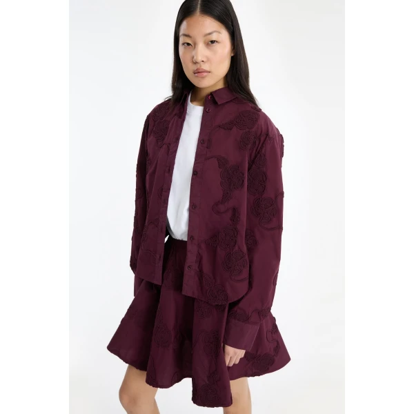 Rotate Birger Christensen Flower Mini Skirt Bordeaux, view 4