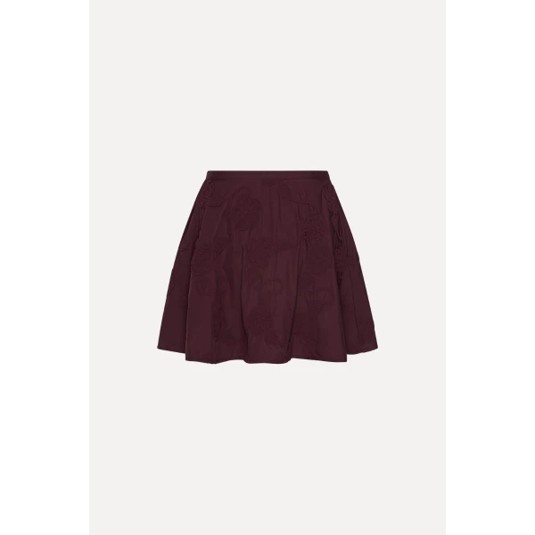Rotate Birger Christensen Flower Mini Skirt Bordeaux, view 5