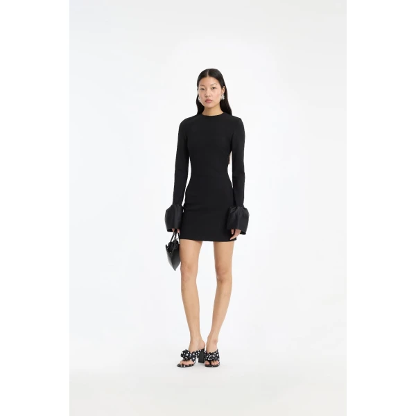 Rotate Birger Christensen Frill Sleeved Mini Dress Black, view 2