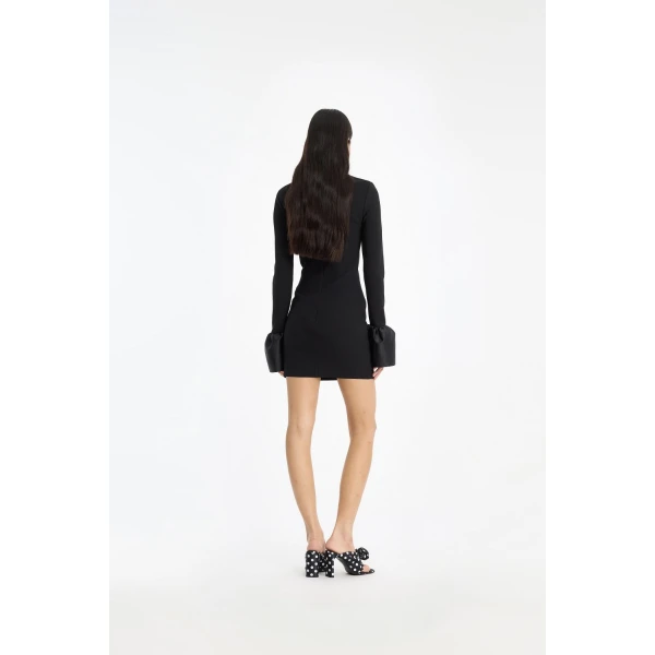 Rotate Birger Christensen Frill Sleeved Mini Dress Black, view 3